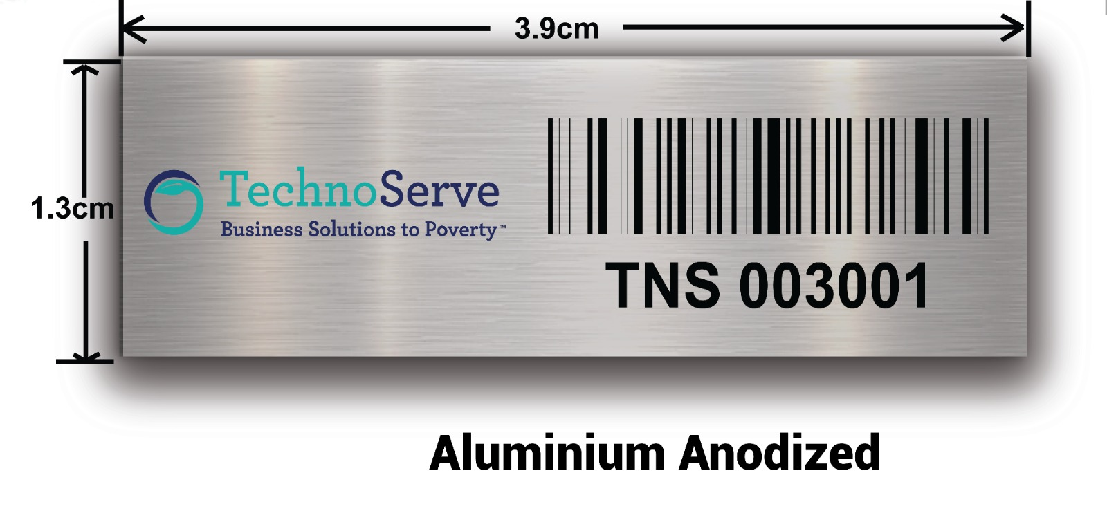 Aluminium anodized asset tag